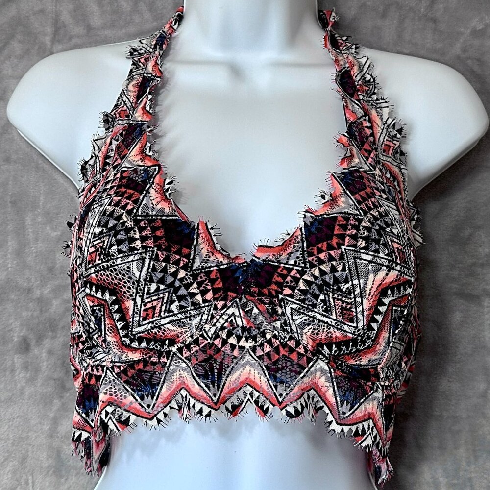 Pink Victoria's Secret Lace Bralette Lightly Lined Size M Tribal Geometric